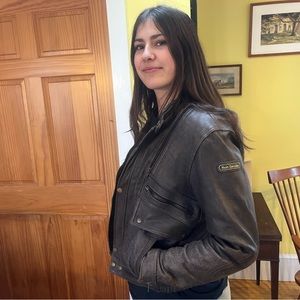 Leather motorcycle Jacket Hein Gericke Med/40 excellent riding protection